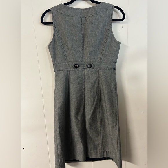 ESPRIT 90s/2000s Wool Tweed Pencil Midi Shift Dress Size 4 Career Grey Pockets - Picture 7 of 8